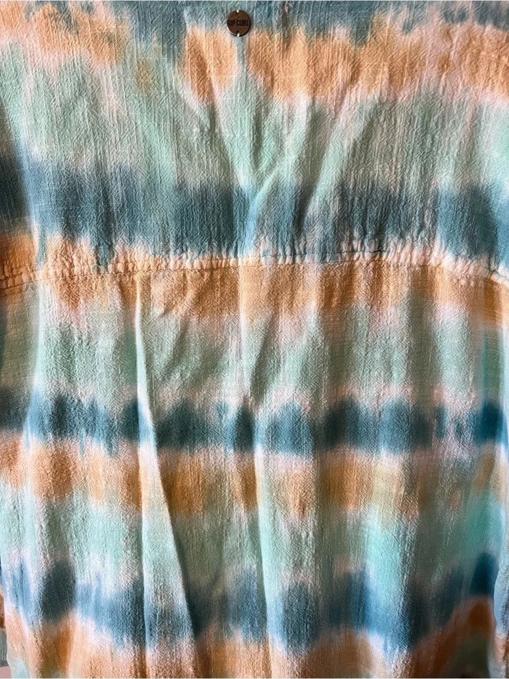 Rip Curl Women's Aqua, Teal & Tan Tie-Dye Tunic/ beach coverup size large